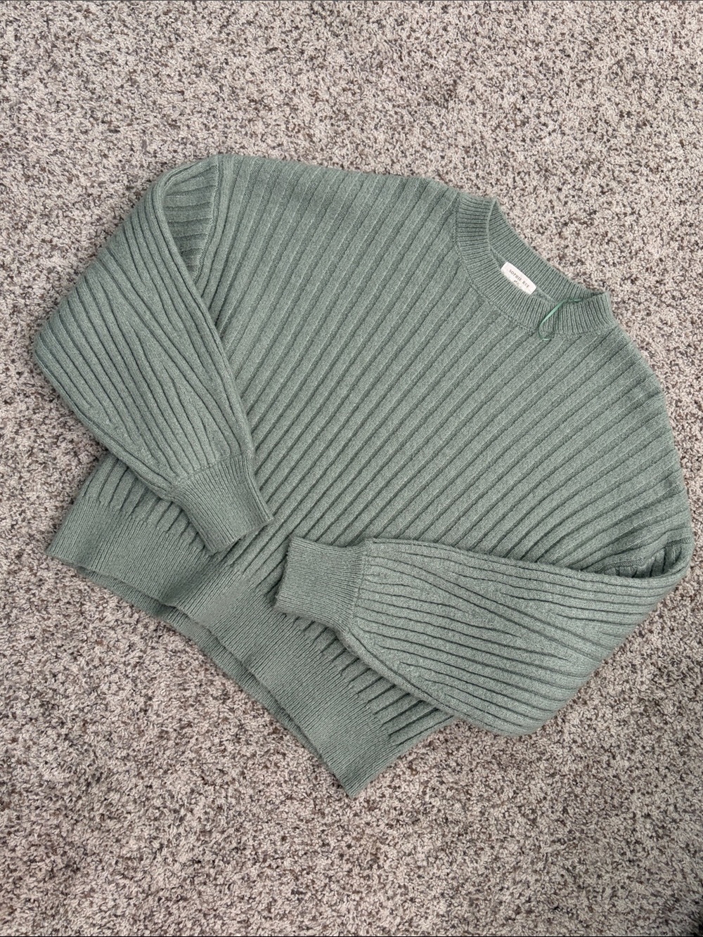 Ribbed Crewneck Sweater - Sage Green
